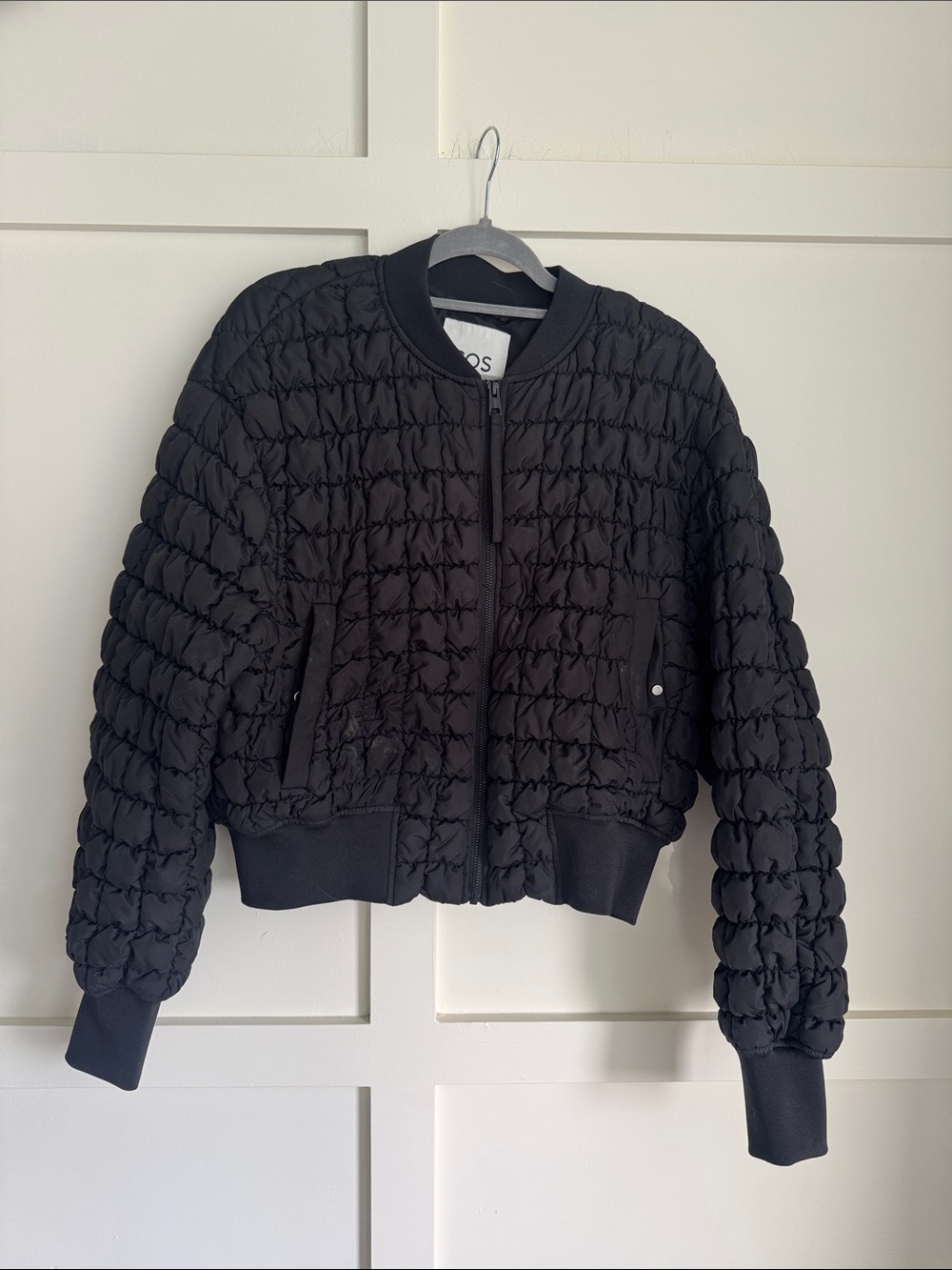COS Black Quilted Cropped Bomber Jacket
